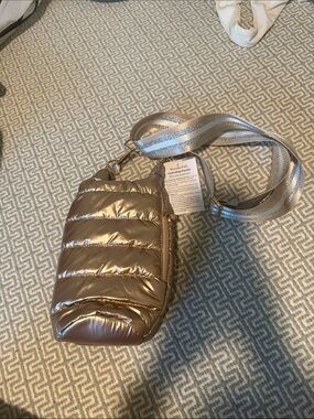 Wander Metallic Rose Gold Quilted Puffer Crossbody